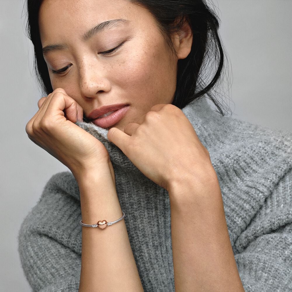 Vòng Tay Mạ Vàng Hồng 14K Khóa Trái Tim LitiSilver - Ảnh 2