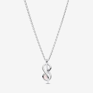 Dây chuyền Liti Silver Nút Thắt Vô Cực Đính Ngọc Trai Hồng