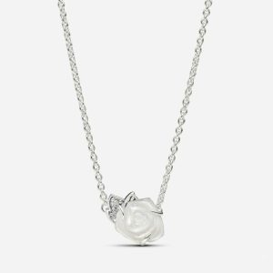 Dây Chuyền Bạc Pandora Moments Hoa Hồng Trắng