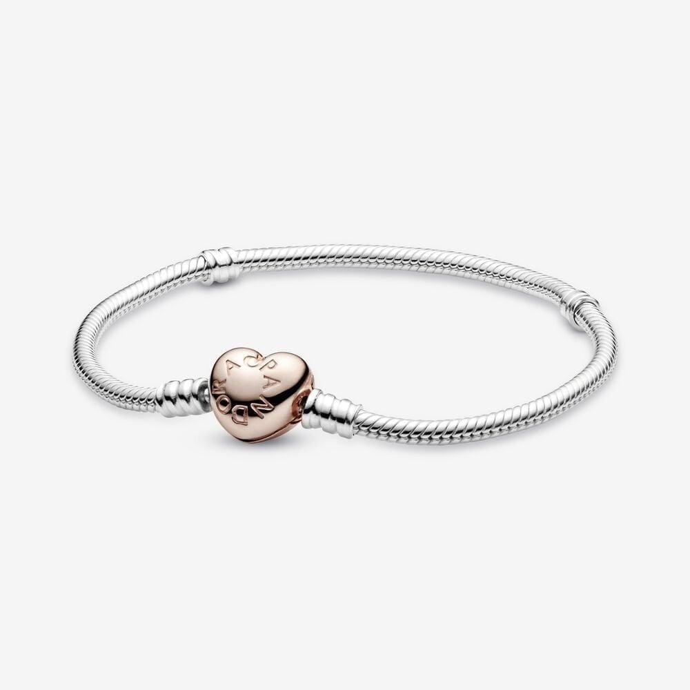 Vòng Tay Mạ Vàng Hồng 14K Khóa Trái Tim LitiSilver