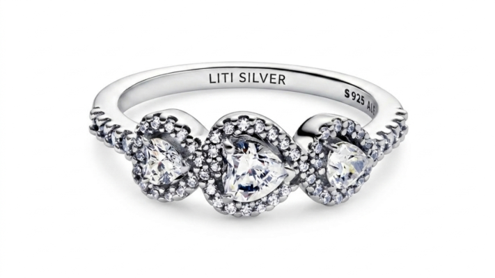 Nhẫn Liti Silver Bạc Vượt Thời Gian Bạc Trái Tim Gắn Kết